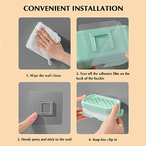 Soap Bar Container, Double Layer Soap Saver Case With Hook, Wall Mounted Self Draining Soap Dish For Shower Bathroom Kitchen Accessories, Plastic Drain Soap Box with Sponge Holder, Soap Saver Case with Hanger Sponge,3 in 1 Soap Container with Sponge Soap Bar Container, Double Layer Soap Saver Case With Hook, Wall Mounted Self Draining Soap Dish For Shower Bathroom Kitchen Accessories, Plastic Drain Soap Box with Sponge Holder, Soap Saver Case with Hanger Sponge,3 in 1 Soap Container with Sponge